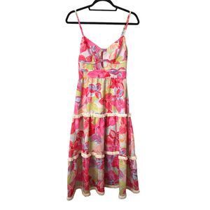 PATBO Floral Tiered Midi Dress NWOT Small‎